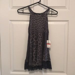 Betsey Johnson XS leopard print tank with lace